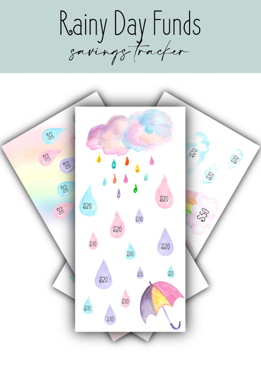 Rainy Day Watercolor Savings Tracker