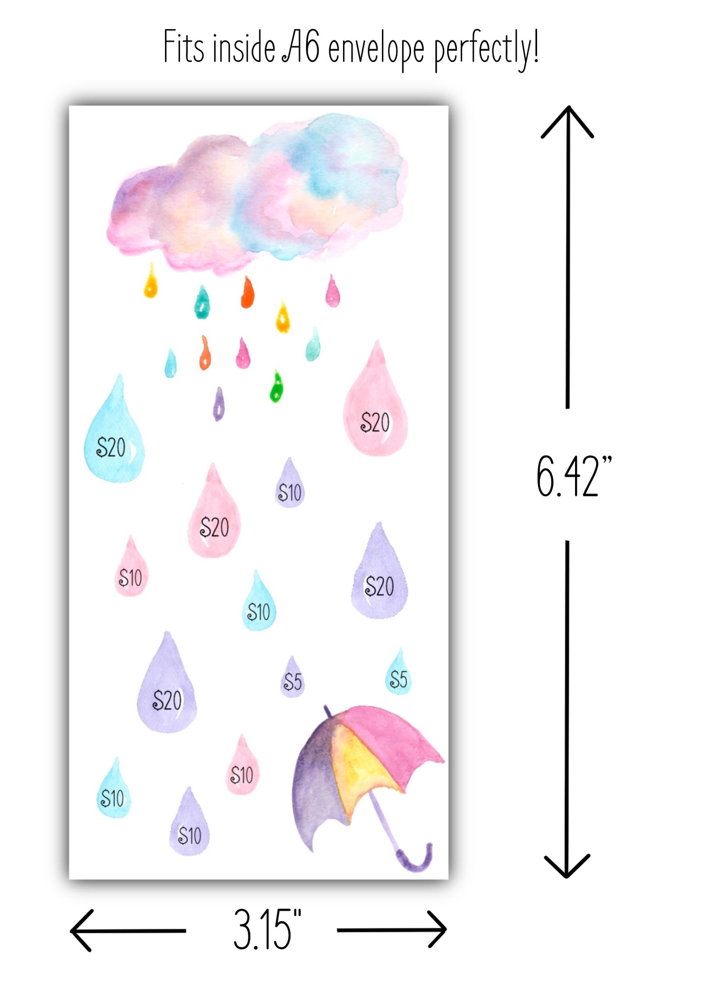 Rainy Day Watercolor Savings Tracker